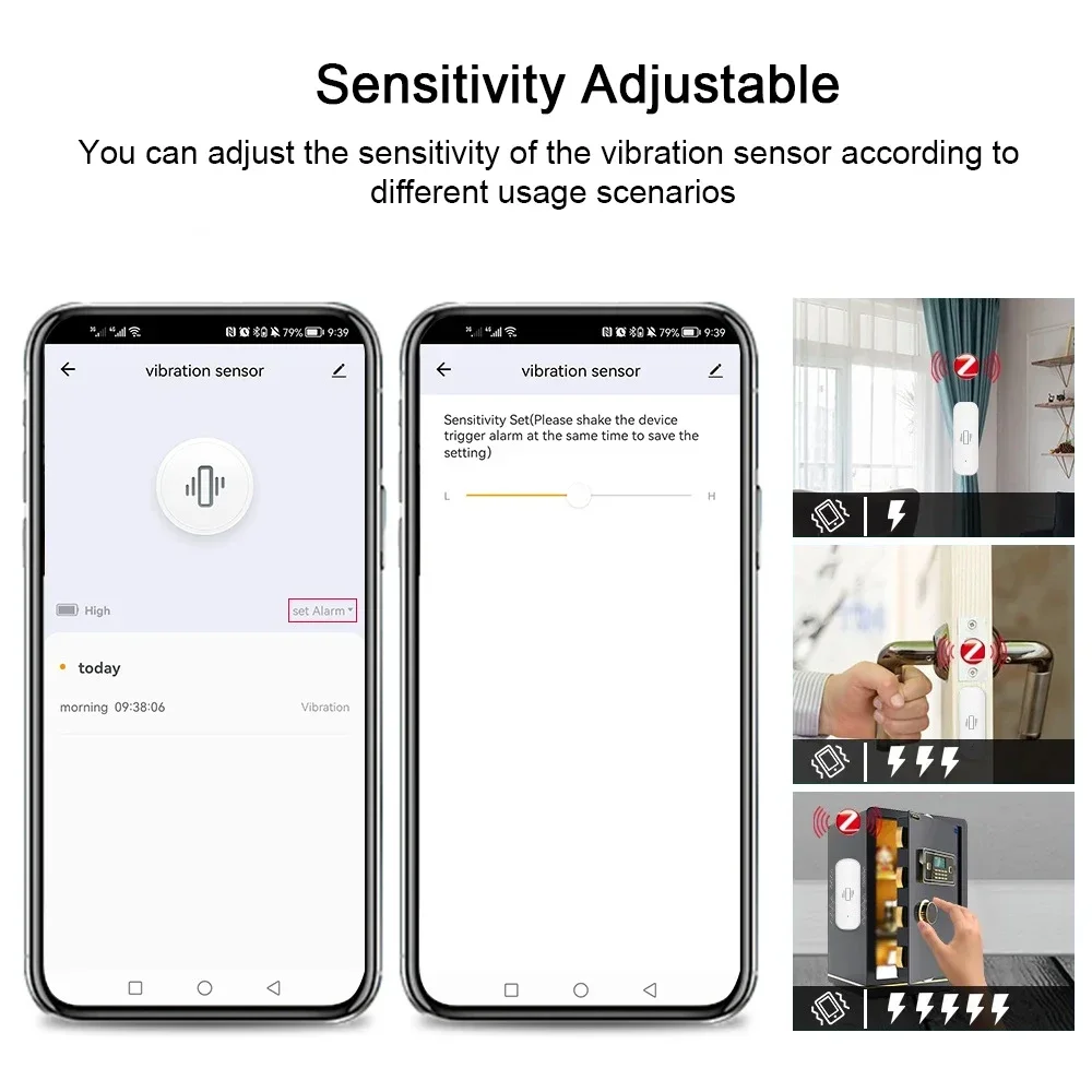 Tuya WiFi/Zigbee Smart Vibration Sensor Home Security Protection Smartlife App Real-time Remote Monitor Alarm Notification - Image 4