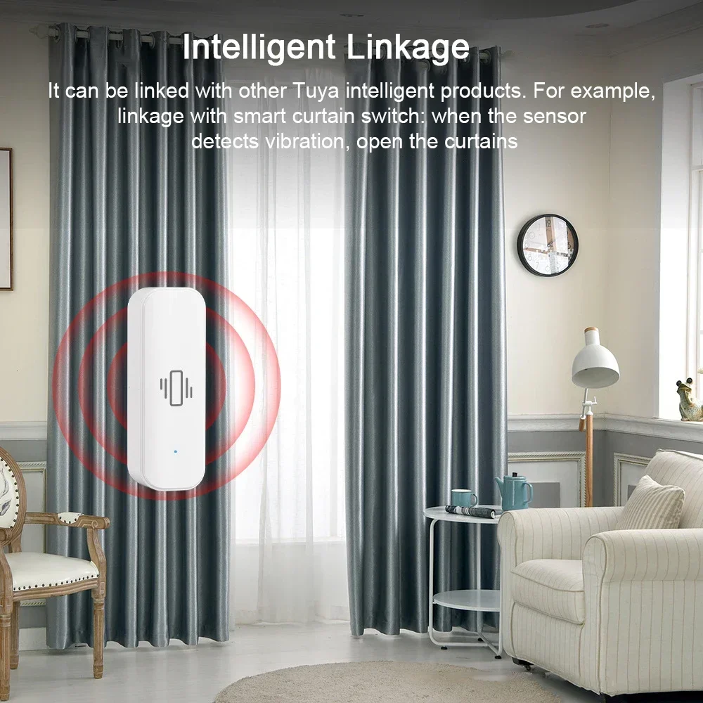 Tuya WiFi/Zigbee Smart Vibration Sensor Home Security Protection Smartlife App Real-time Remote Monitor Alarm Notification - Image 5